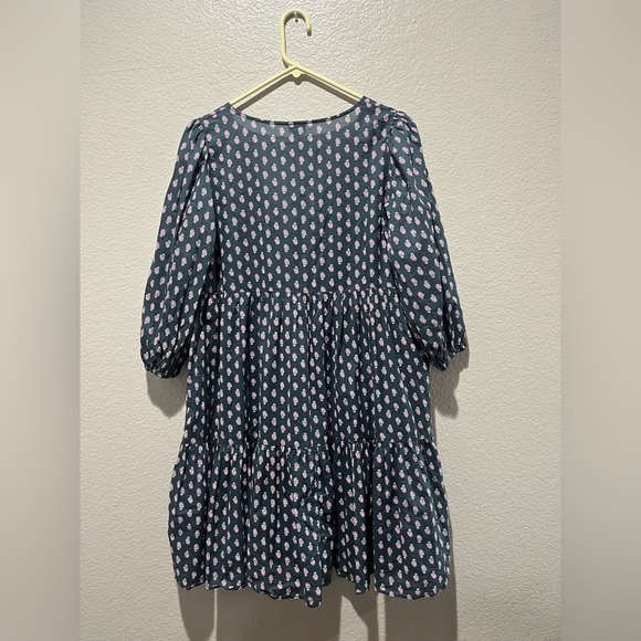 J.Crew Small Floral V-neck Cotton Voile Blue Dress Best Buds Lightwt oversized - Picture 3 of 11